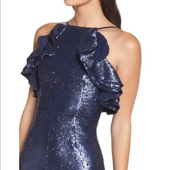 C/Meo Collective navy sequins Illuminated Dress S - Picture 2 of 7